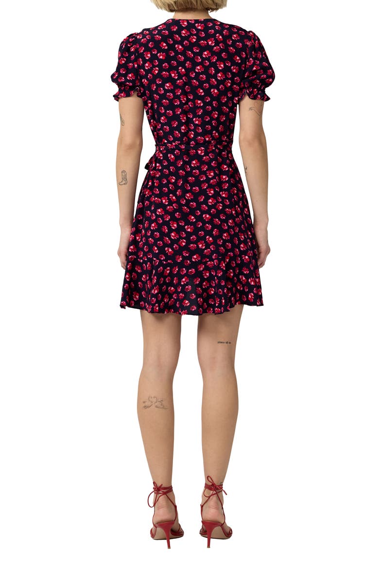 Emilia Floral Puff Sleeve Wrap Dress, Alternate, color, HIBISCUS DOT MARITIME