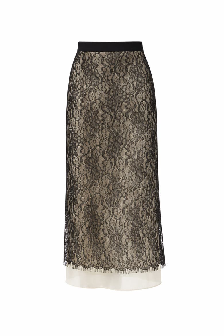 Tulle Lace Midi Skirt, Alternate, color, BLACK