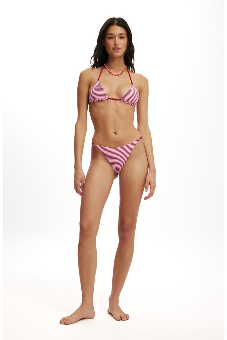 Women's Micro String Triangle Bikini Top, Alternate, color, Terry Stripe Red