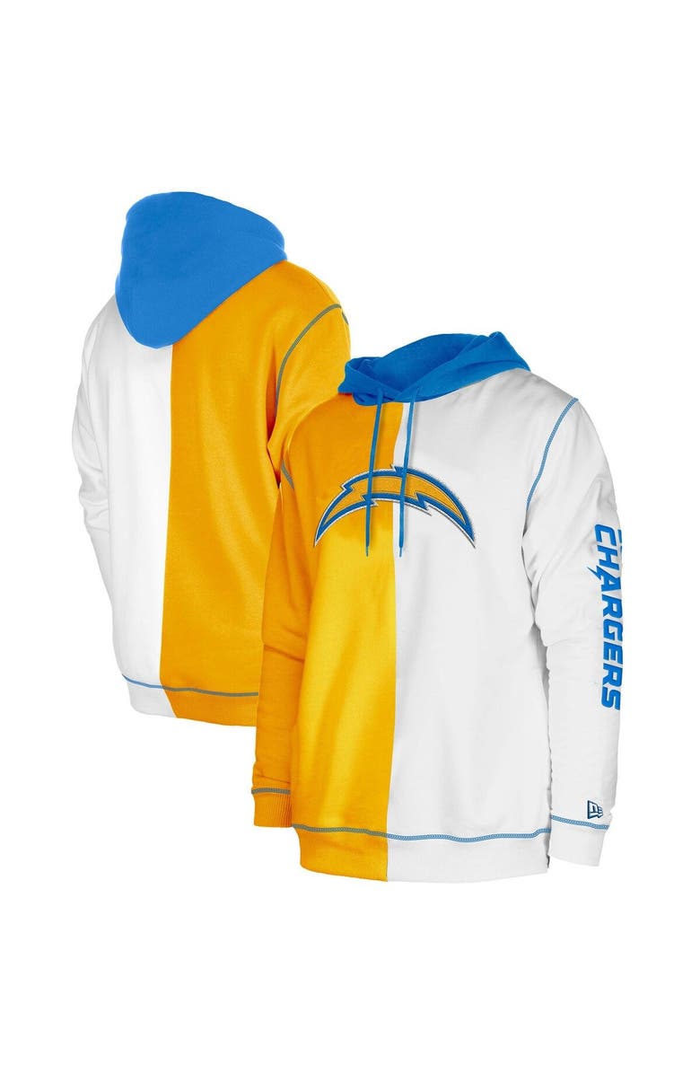 New Era Men's New Era Gold/White Los Angeles Chargers Third Down Split Raglan Pullover Hoodie, Main, color, Gold