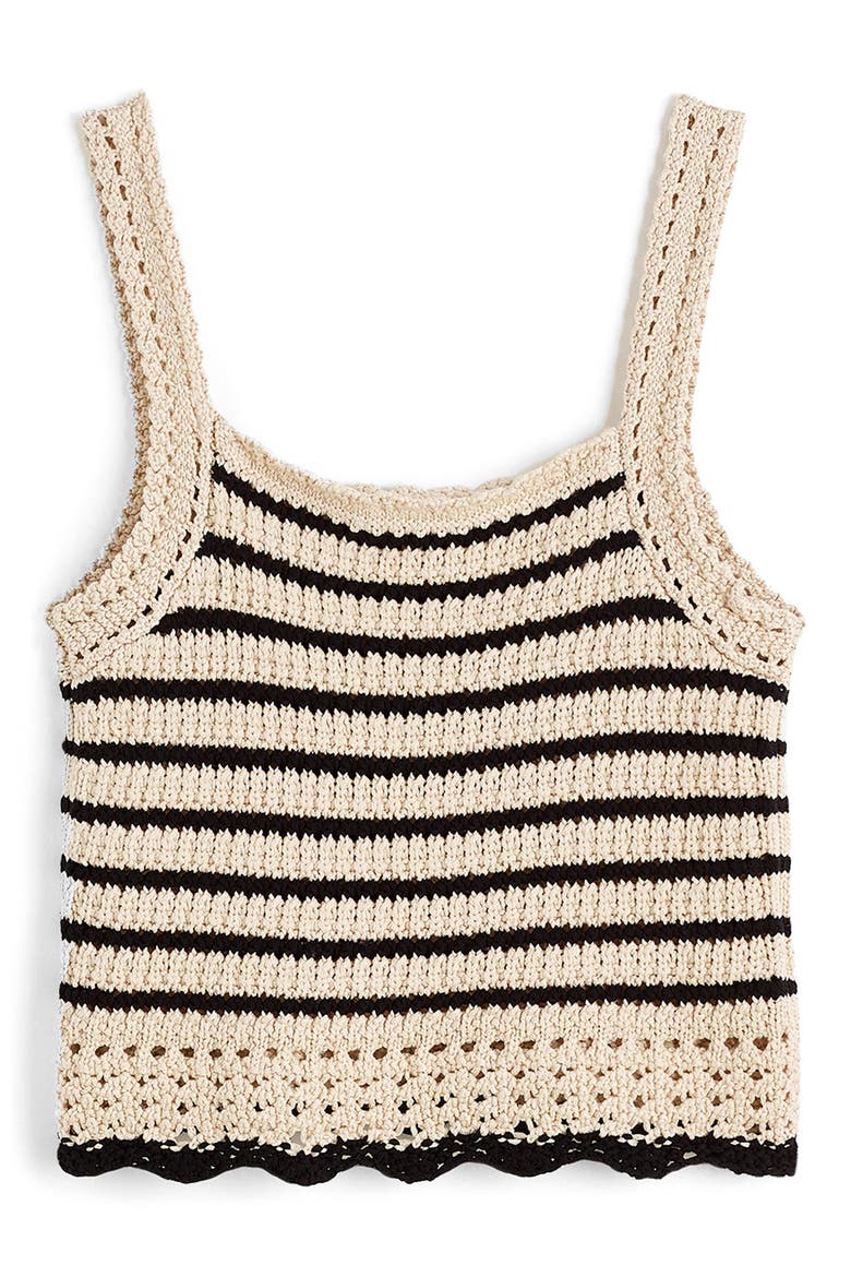 Stripe Crochet Sweater Tank, Alternate, color, NATURAL AND BLACK STRIPE