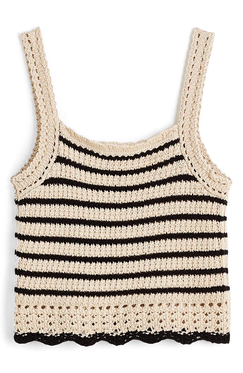 Madewell Stripe Crochet Sweater Tank, Alternate, color, Natural And Black Stripe
