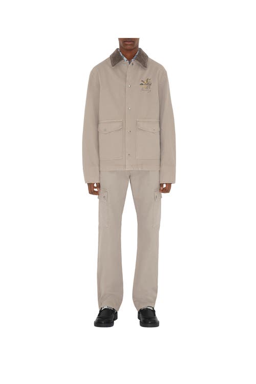 Burberry Men's Canvas Corduroy-collar Work Jacket In Heron
