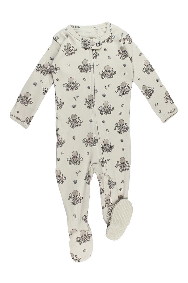 Organic Cotton Two-Way Zip Footie, Main, color, OCTOPUS