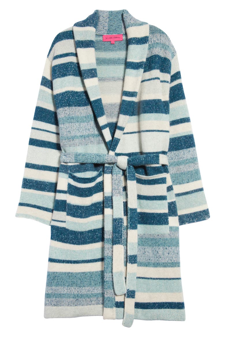 Stripe Cashmere Robe Sweater, Alternate, color, TURKISH BLUE/ PEACOCK/ WHITE