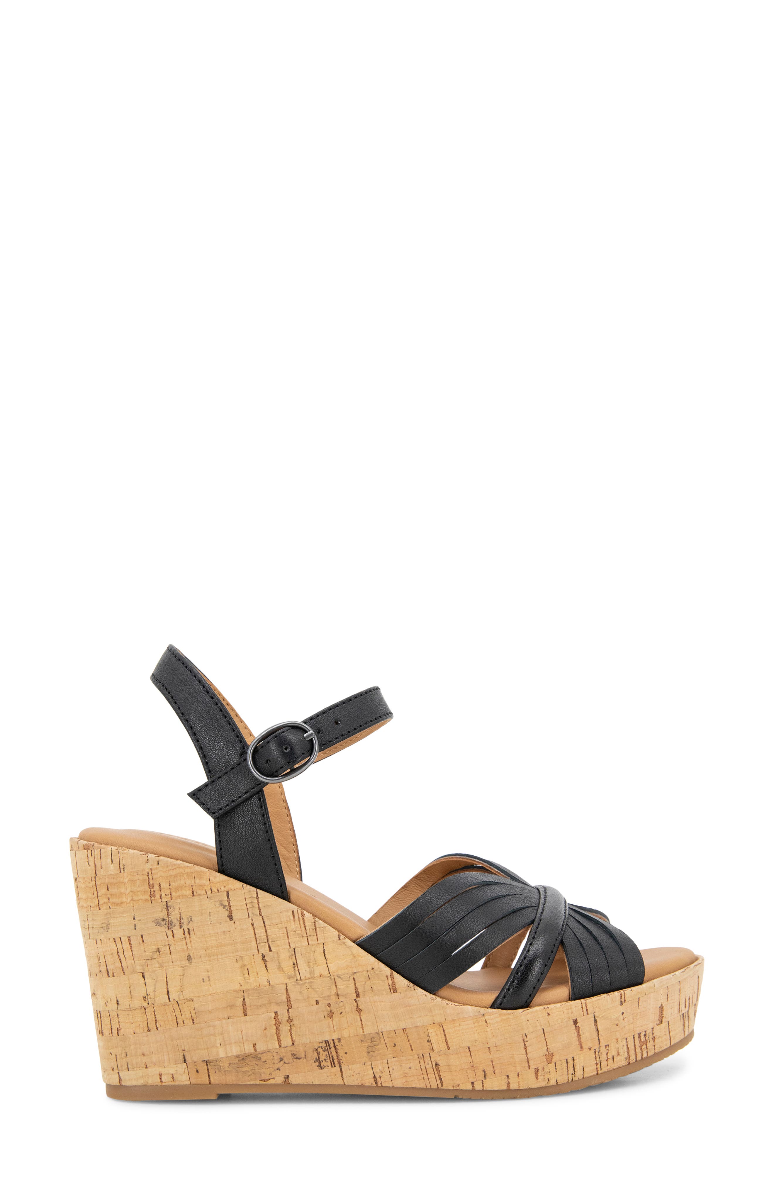 Gentle Souls Nomi Ankle Strap Platform Wedge Sandal, Alternate, color, Black Leather