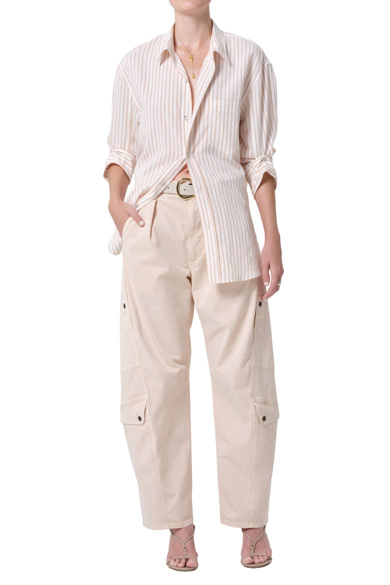 Kayla Stripe Relaxed Button-Up Shirt, Alternate, color, SHERBET STRIPE