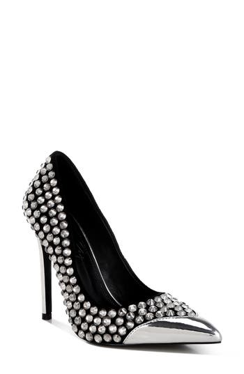 London Rag Super Fan Diamante Embellished Pump In Black