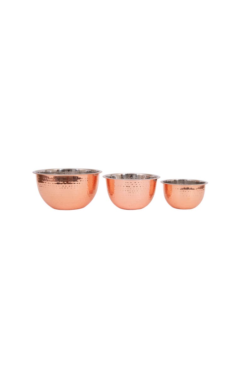 Storied Home Hammered Stainless Steel Bowls in Copper Finish, Main, color, Bronze