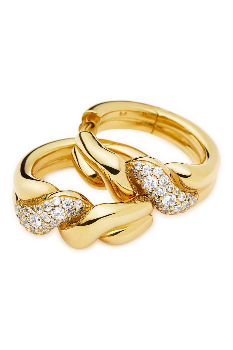 Molten Snow Twisted Small Hoop Earrings, Alternate, color, GOLD