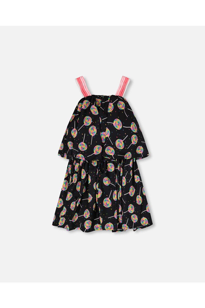 Sleeveless Woven Lollipop Dress, Alternate, color, Black Printed Lollipop