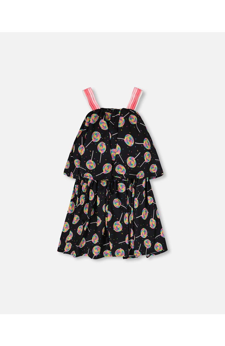 Deux par Deux Sleeveless Woven Lollipop Dress, Alternate, color, Black Printed Lollipop