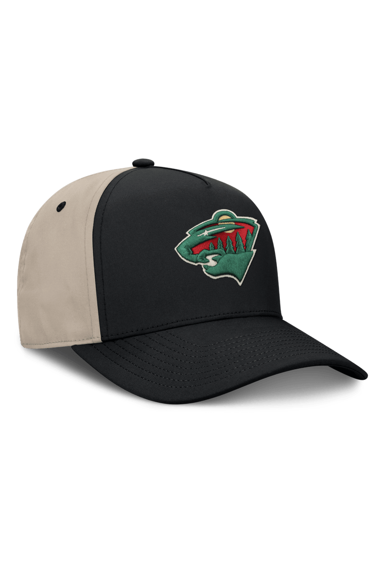 Men's Fanatics Black/Tan Minnesota Wild 2026 Stanley Cup Playoffs Locker Room Adjustable Hat, Alternate, color, Black