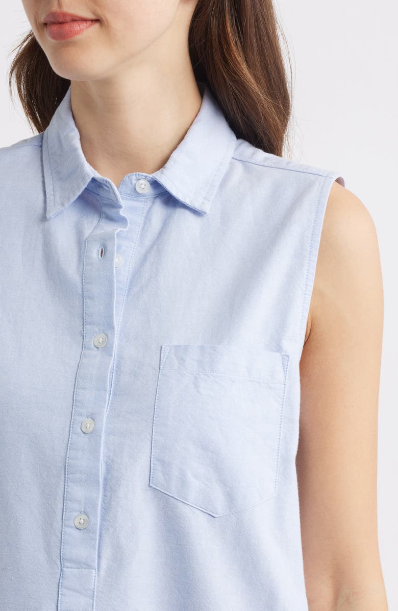 beachlunchlounge Marina Sleeveless Cotton Shirtdress, Alternate, color, Blue Oxford