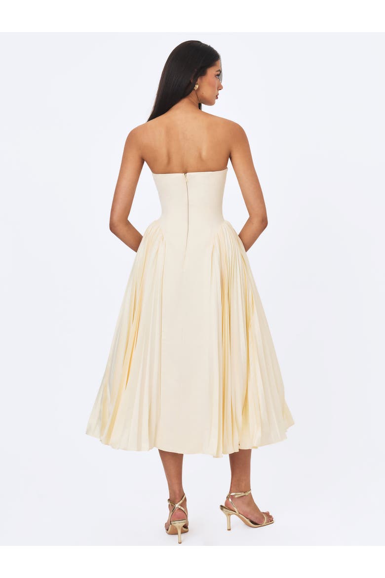 Marnie Pleated Satin Midi Dress, Alternate, color, Butter Yellow