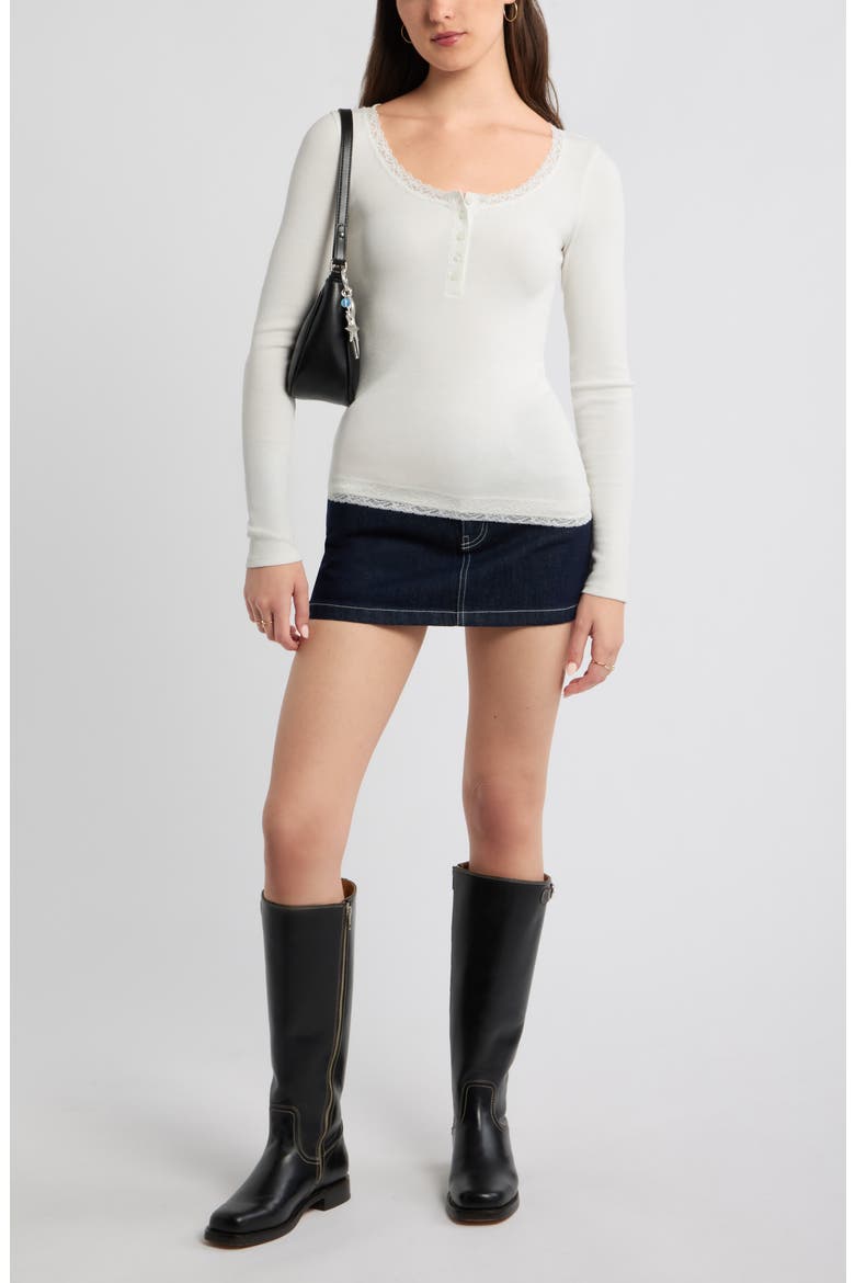 Low Rise Denim Miniskirt, Alternate, color, HIGHLAND WASH