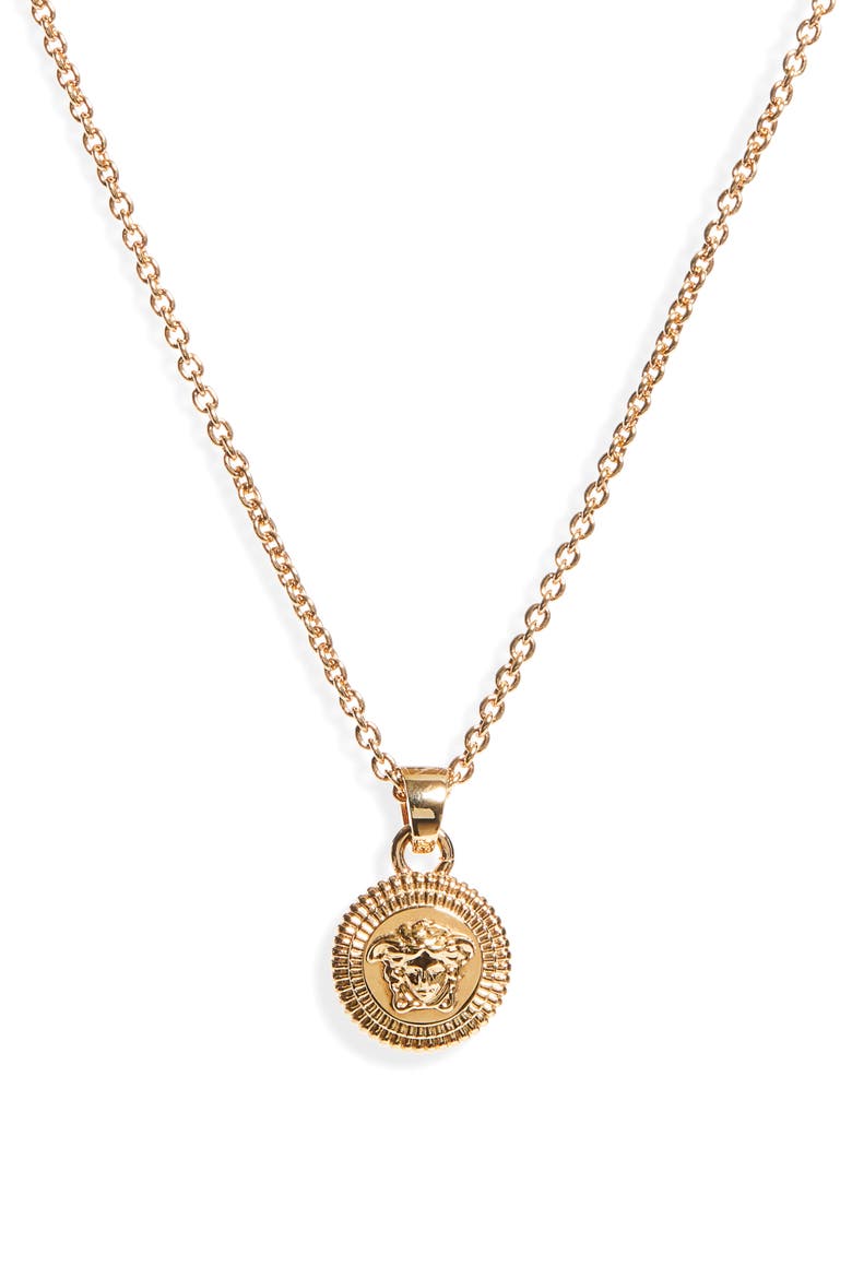 Medusa Coin Pendant Necklace, Main, color, VERSACE GOLD