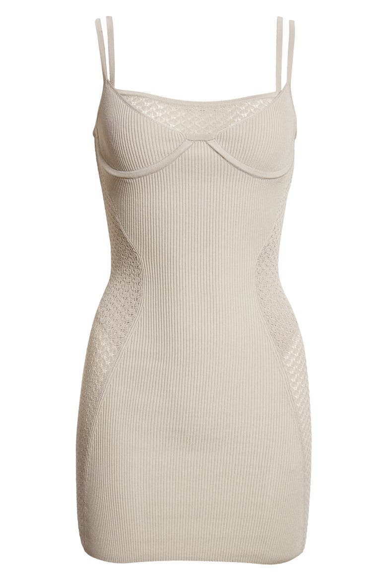 Serpent Lace Rib Body-Con Minidress, Alternate, color, ALLOY