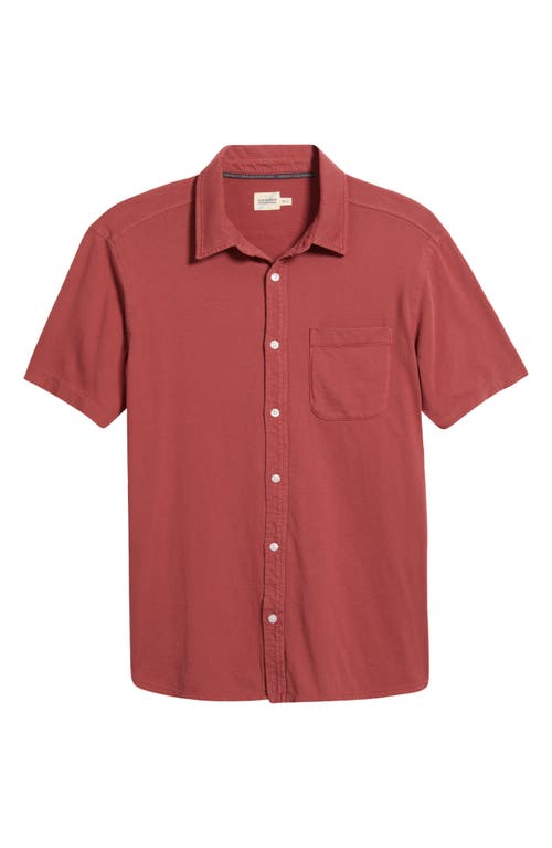 Fair Harbor Saltaire Organic Cotton Knit Short Sleeve Button-up Shirt In Red