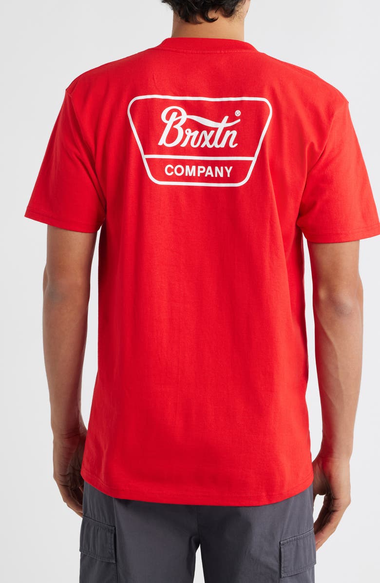 Brixton Linwood Cotton Logo Graphic T-Shirt, Alternate, color, Fuji Red/ White