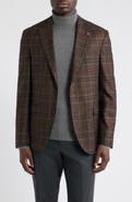 Jack Victor McAllen Brown & Orange Plaid Soft Constructed Wool & Silk Sport Coat