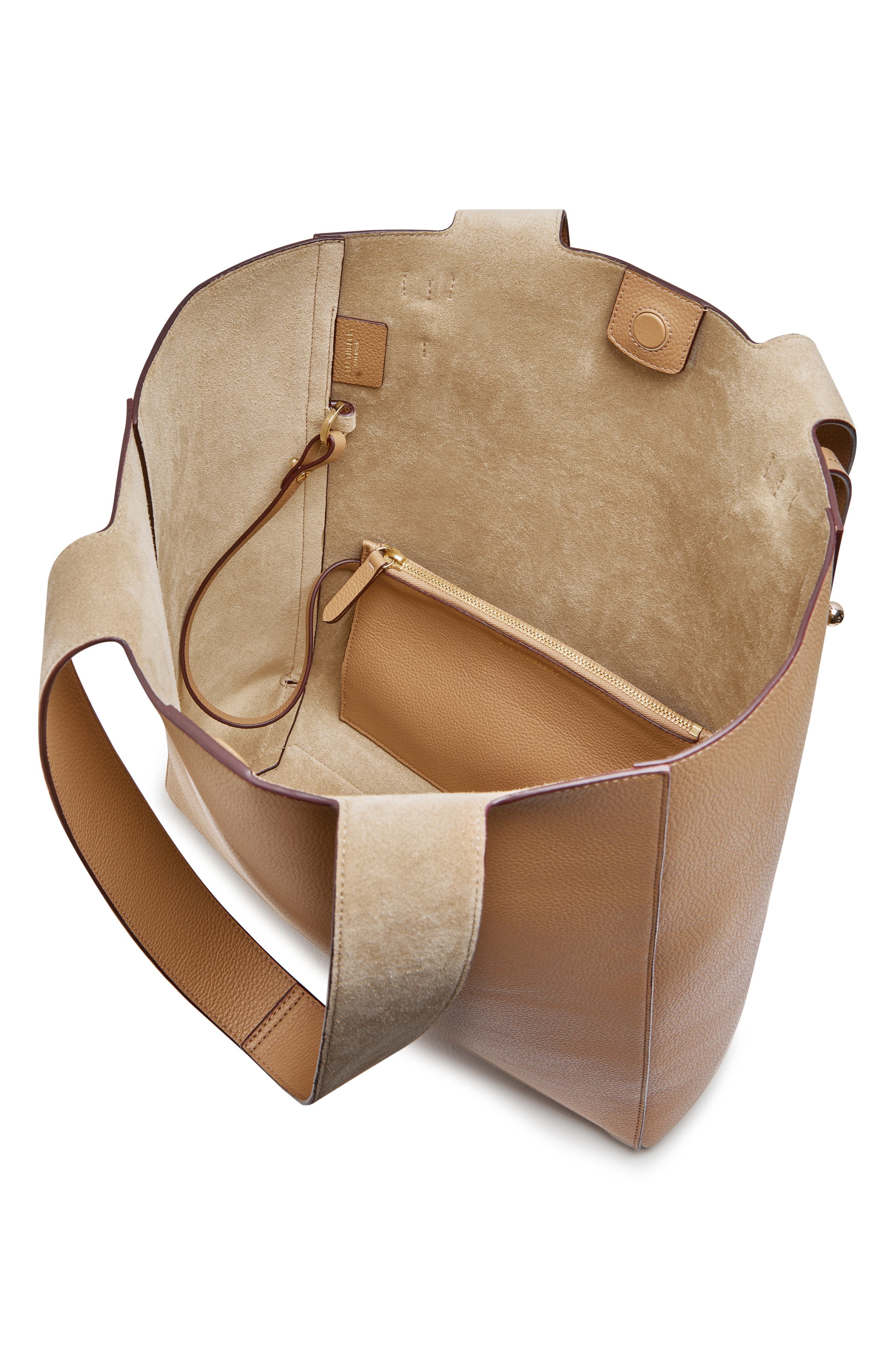 Strathberry Melody Fine Grain Leather Tote, Alternate, color, Caramel