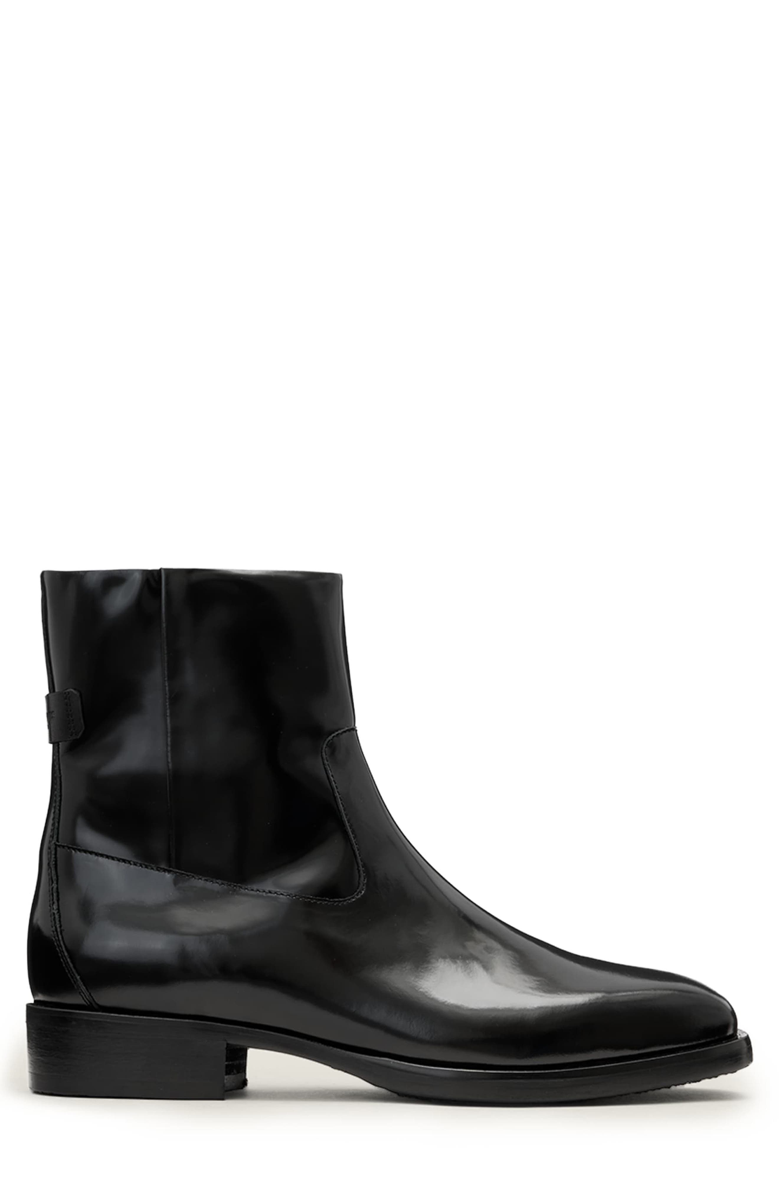 AllSaints Milton Ankle Boot, Alternate, color, Black Shine