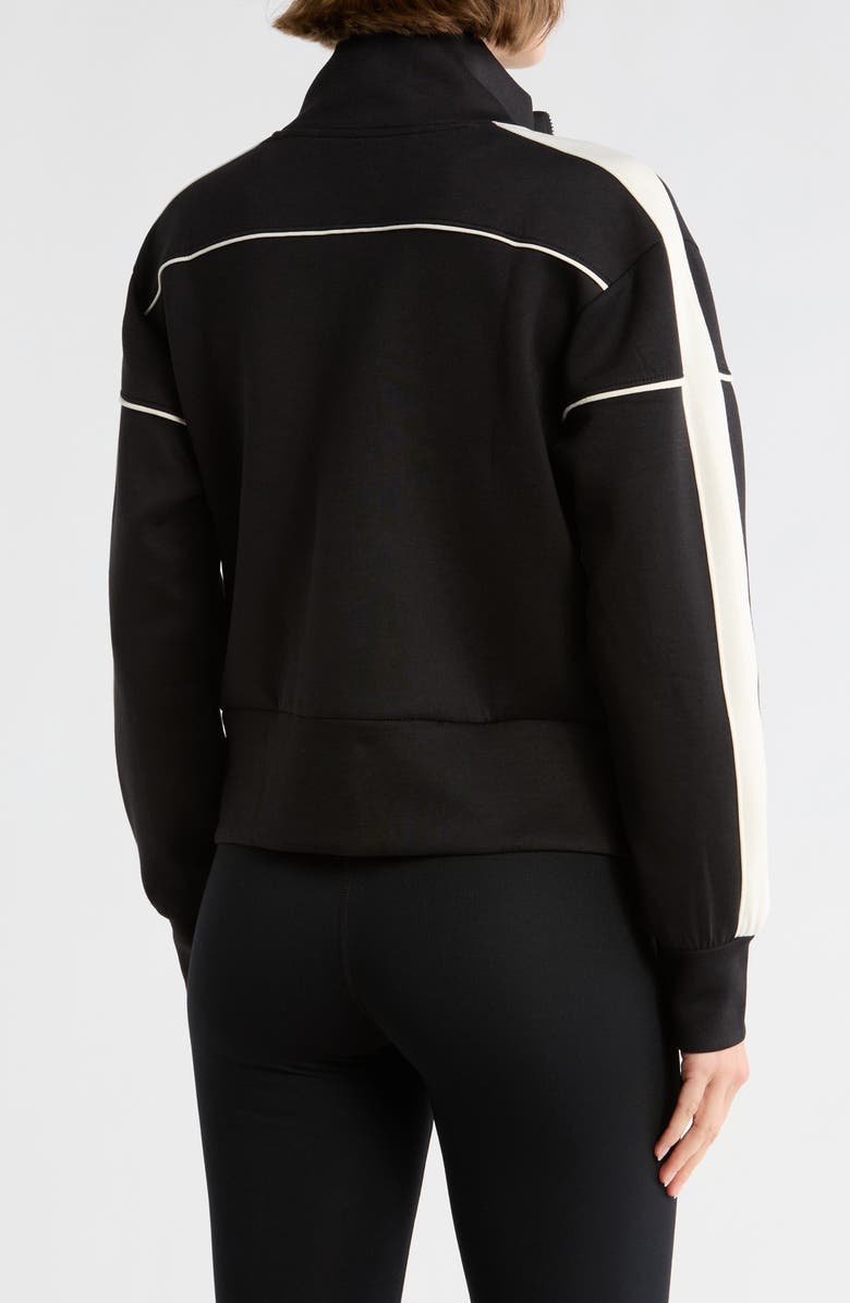 LAYER 8 Archaeo Performance Scuba Knit Top, Alternate, color, Rich Black/ Papyrus Stripe