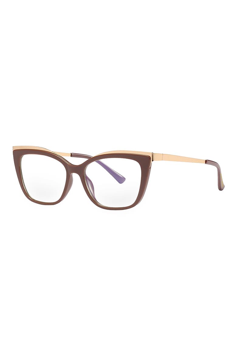 Jami 53mm Cat Eye Blue Light Blocking Glasses, Alternate, color, BROWN