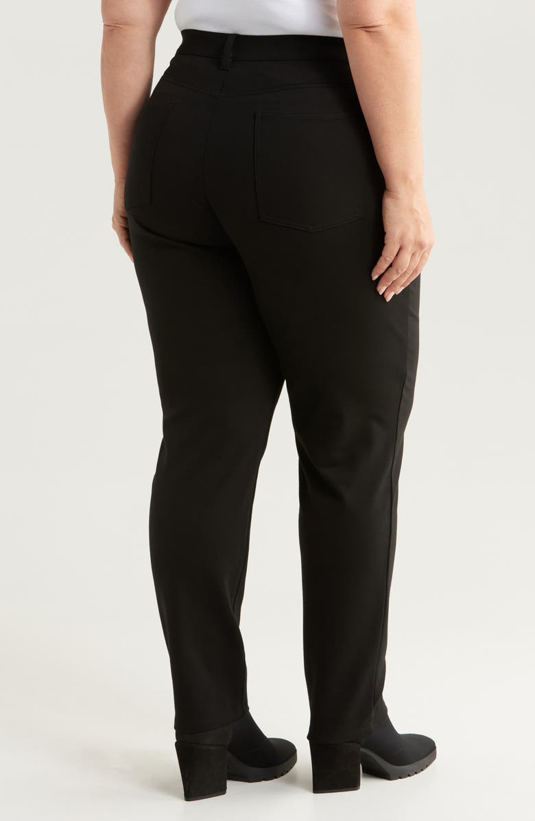 Eileen Fisher High Waist Slim Fit Knit Jeans, Alternate, color, Black