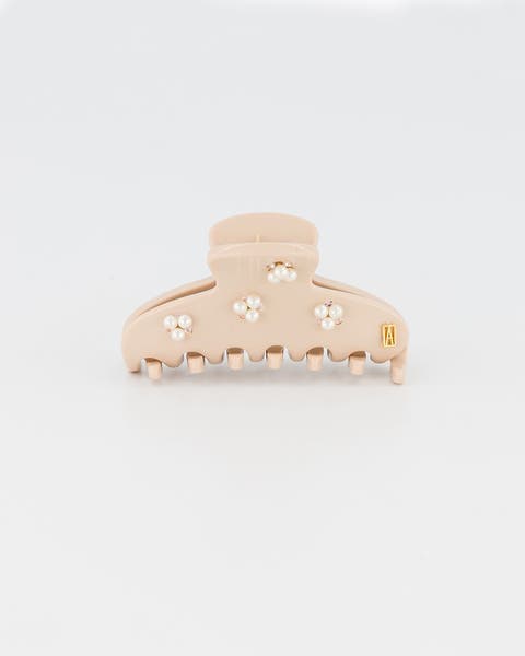 Small Pearls and Crystals Acetate Hair Clip