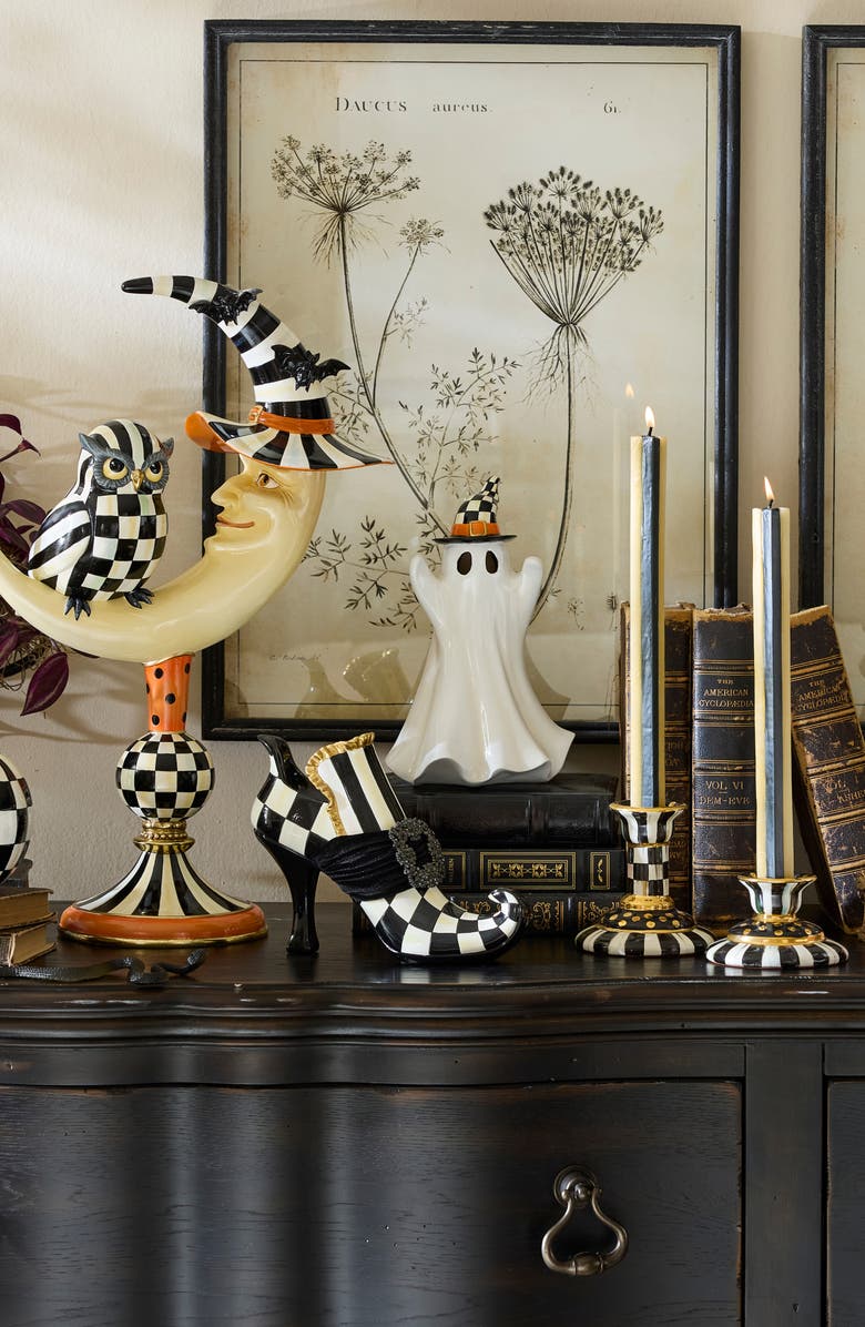 MACKENZIE CHILDS Courtly Check Large Ceramic Candleholder, Alternate, color, Black/ White