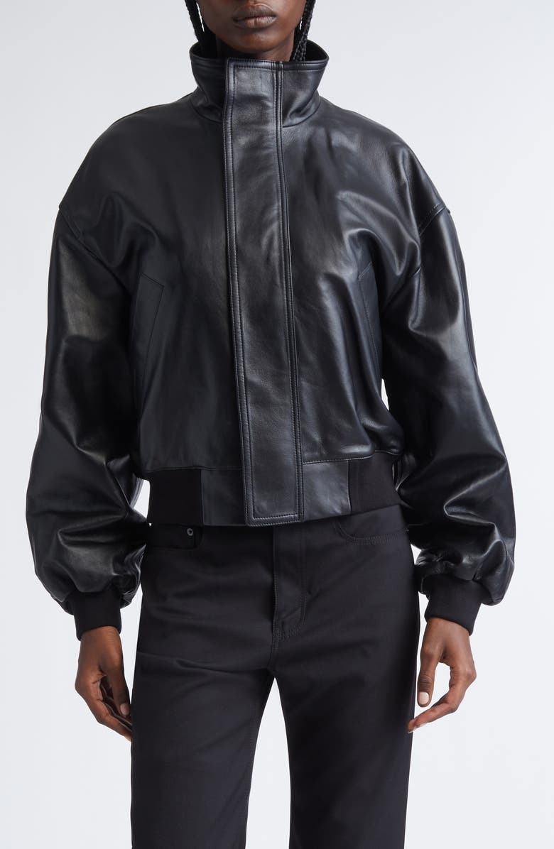 Balenciaga Oversize Lambskin Leather Jacket, Main, color, 1000 Black