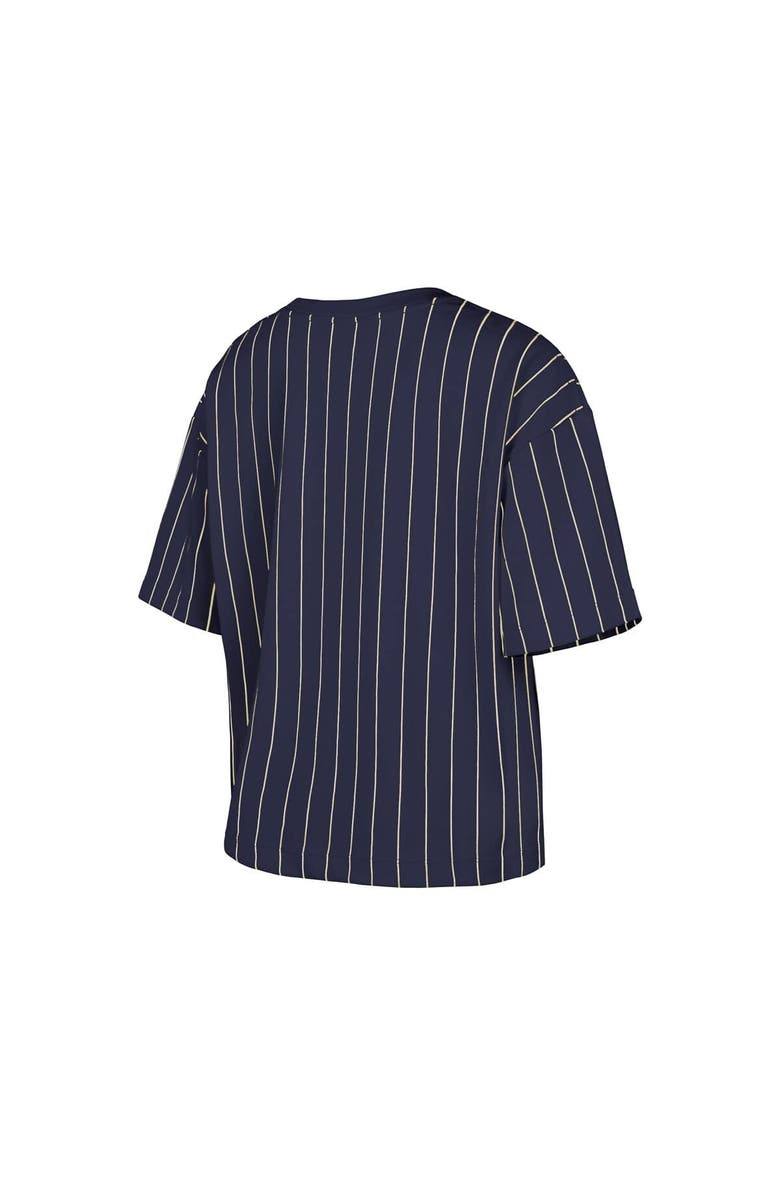 New Era Women's New Era Navy New York Yankees Cooperstown Collection Multiplier Pinstripe Cropped T-Shirt, Alternate, color, 