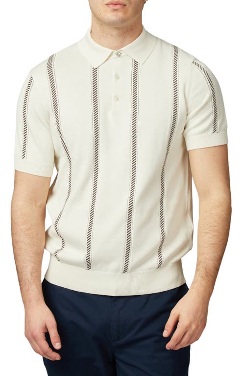 Ben Sherman Men's Regular-fit Stripe Jacquard Polo Shirt In Ivory