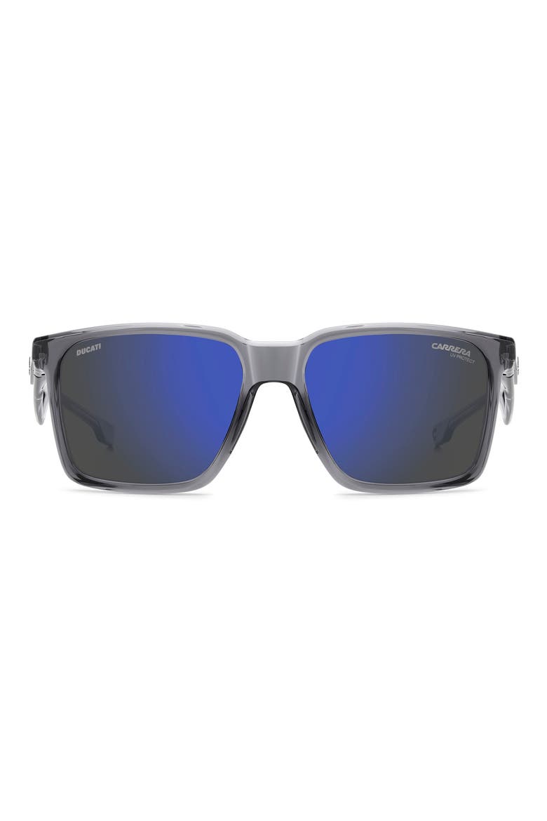 x Ducati 56mm Rectangular Sunglasses, Main, color, GREY/ BLUE SKY