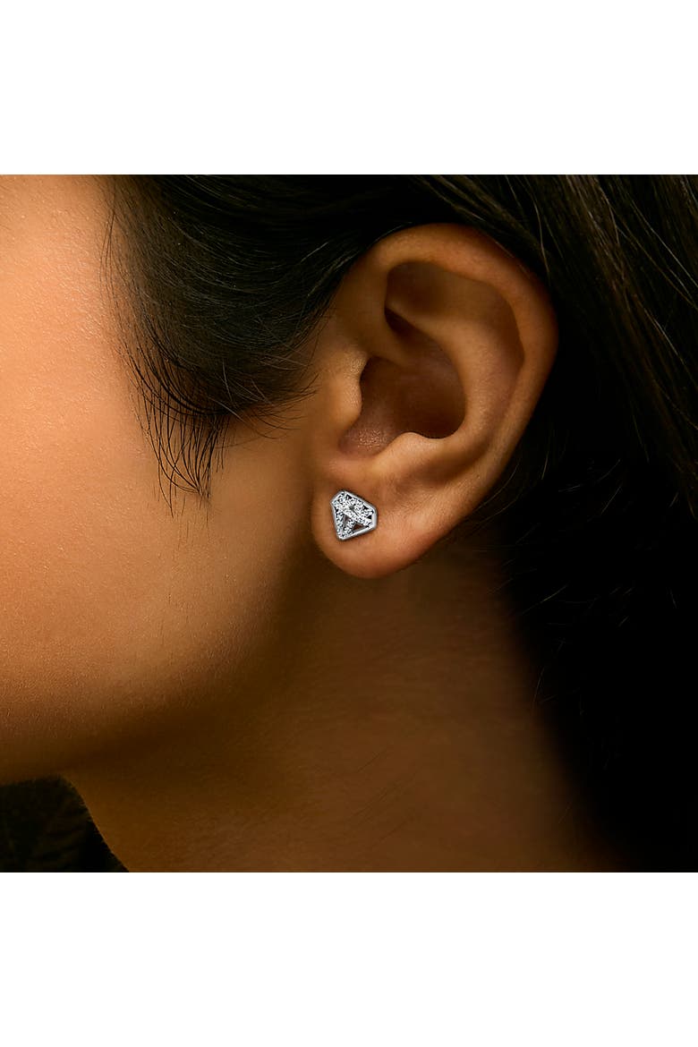 Sterling Silver 1/6 Cttw Diamond Motif Stud Earrings, Alternate, color, Silver