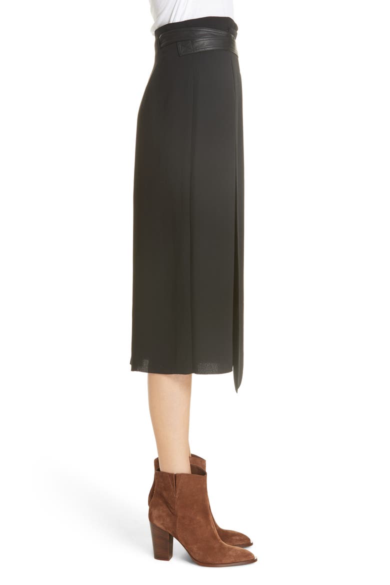 Belted Wrap Skirt, Alternate, color, BLACK