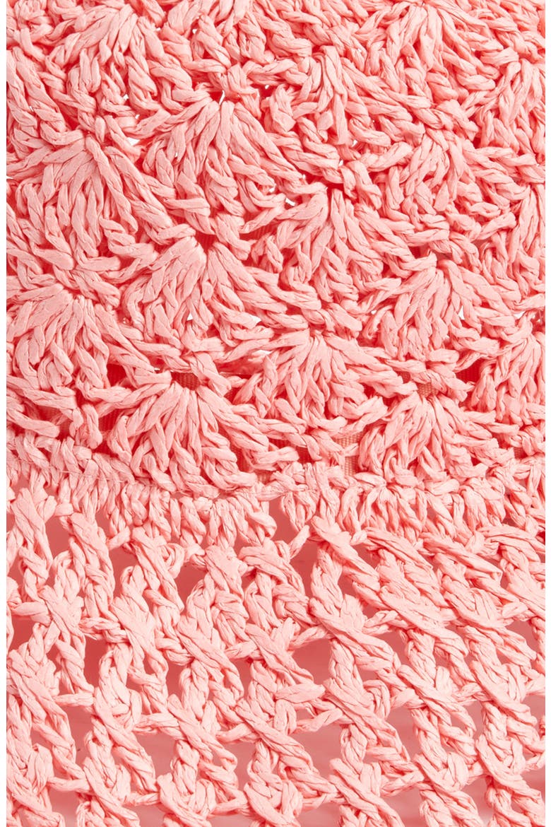 Straw Scallop Bucket Hat, Alternate, color, PINK ROSETTE