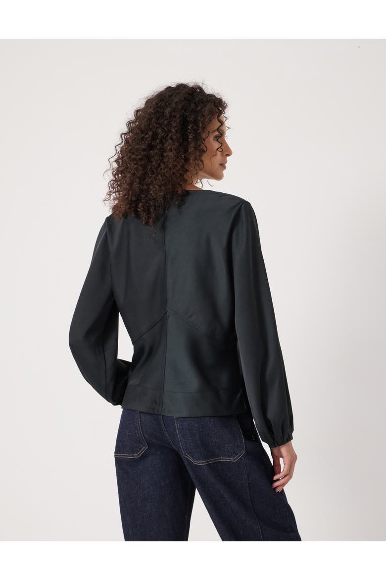 Grace Satin Long Sleeve Top, Alternate, color, Black