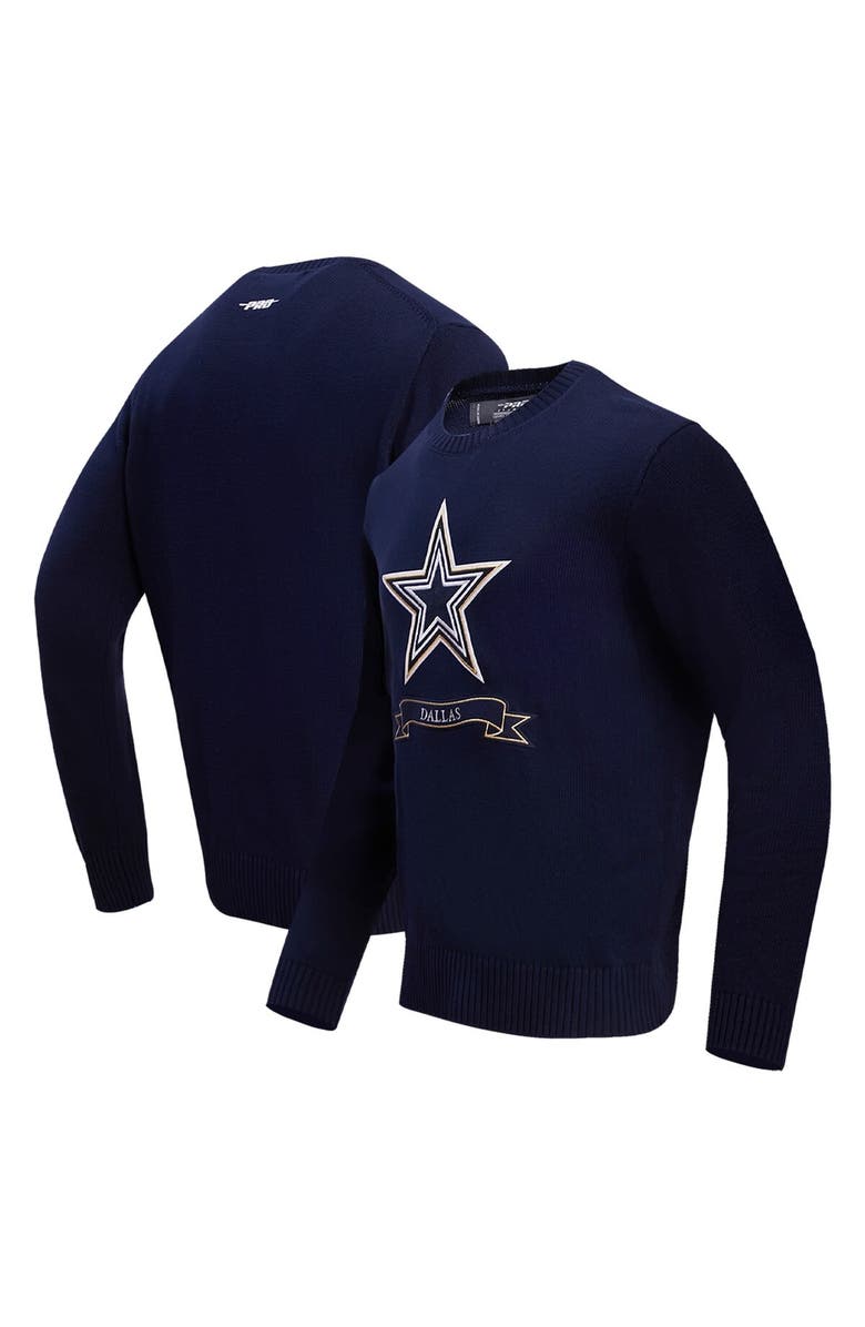 PRO STANDARD Men's Pro Standard Navy Dallas Cowboys Prep Knit Sweater, Alternate, color, 