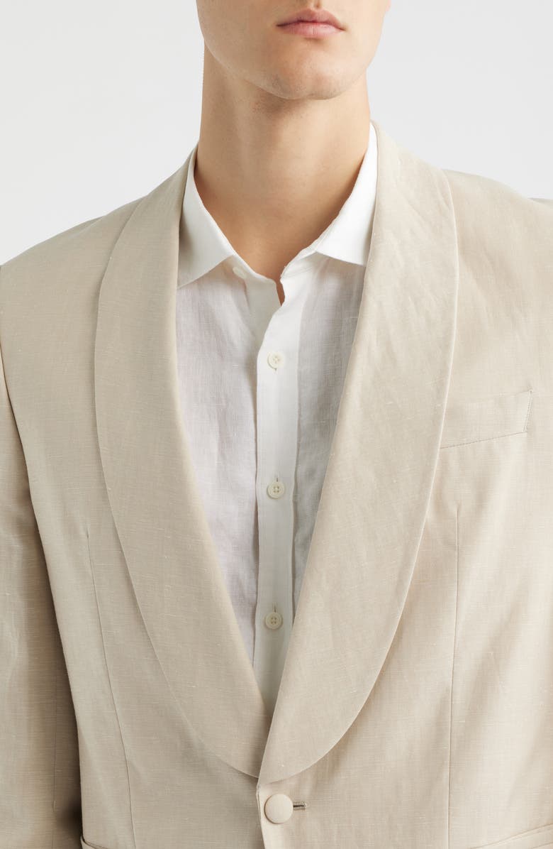 BOSS Huge Slim Fit Wool & Linen Suit, Alternate, color, Open Beige