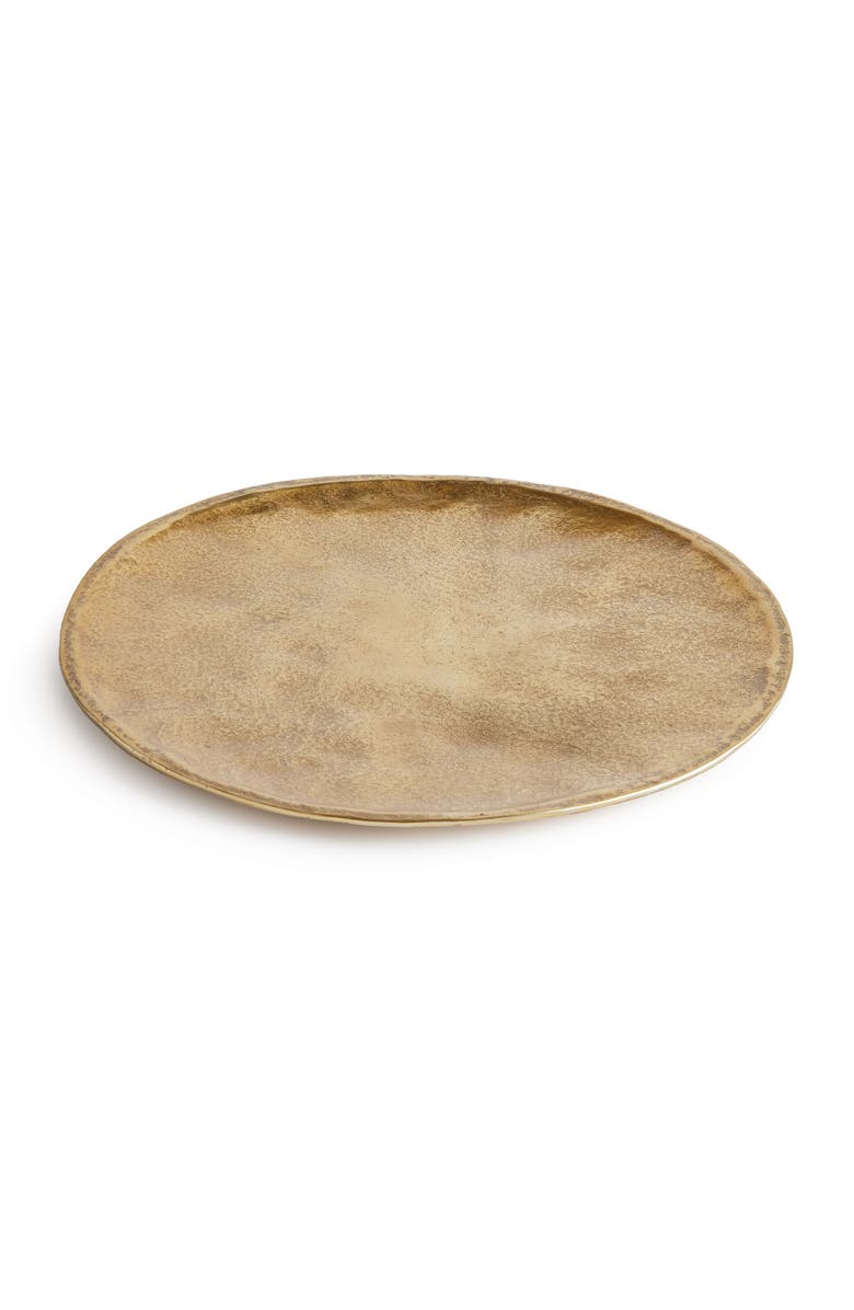 Napa Home & Garden 16.75" Veda Decorative Cast Aluminum Round Tabletop Centerpiece Tray, Main, color, Gold