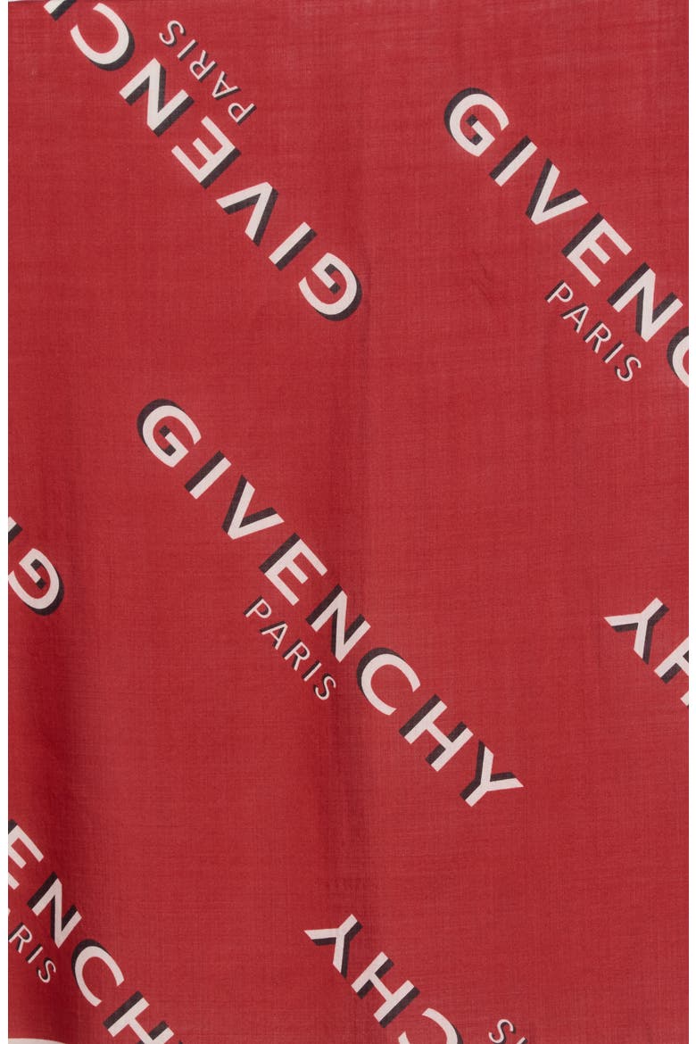 Logo Shadow Wool & Silk Oblong Scarf, Alternate, color, RED