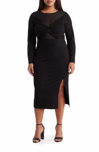BY DESIGN Celia Long Sleeve Illusion Mesh Ponte Dress
