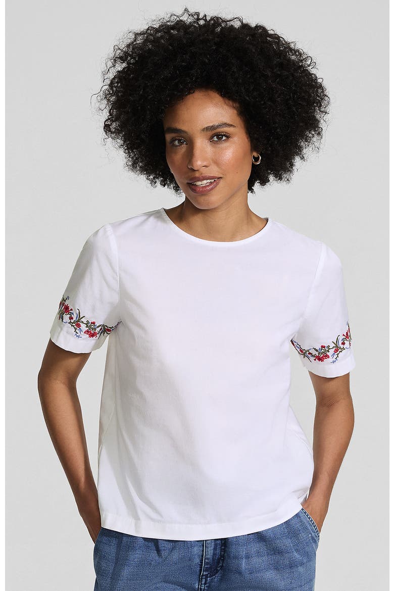 Poplin Eyelet Back Tie Shirt, Main, color, Cherry Border/White