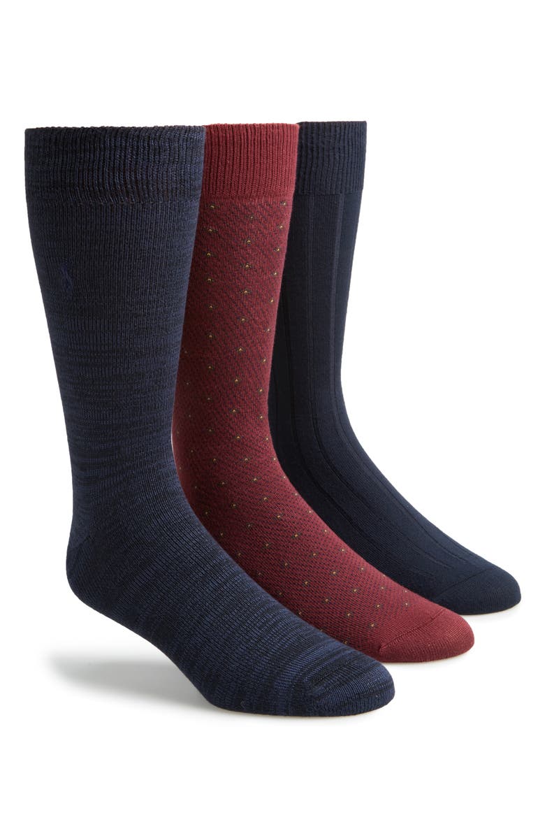 Polo Ralph Lauren Assorted 3-Pack Supersoft Dress Socks, Alternate, color,
