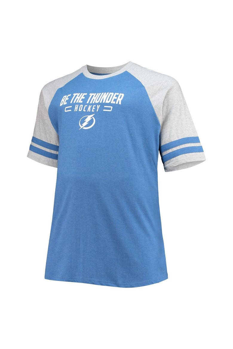 Men's Heathered Blue Tampa Bay Lightning Big & Tall Raglan T-Shirt, Alternate, color, Blue