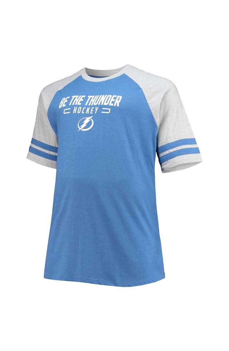 PROFILE Men's Heathered Blue Tampa Bay Lightning Big & Tall Raglan T-Shirt, Alternate, color, Blue