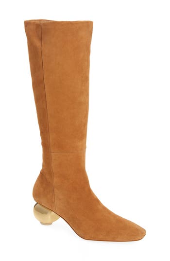 Cult Gaia Zuri Suede Knee Boots In Camel